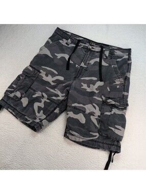 CSG Champs Sports Gear Mens 36 Gray Camo Cargo Shorts Ripstop Utility Y2K